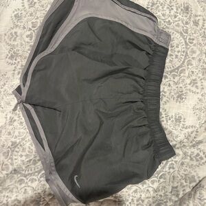 Nike Women's Charcoal and Light Gray Athletic Shorts